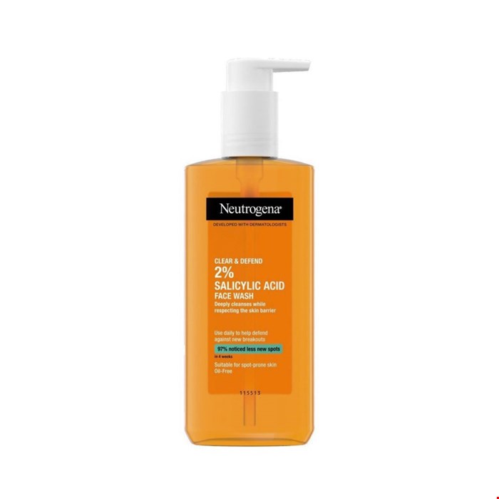 شوینده صورت ضد جوش نیتروژنا clear&defend2%salicilic acid